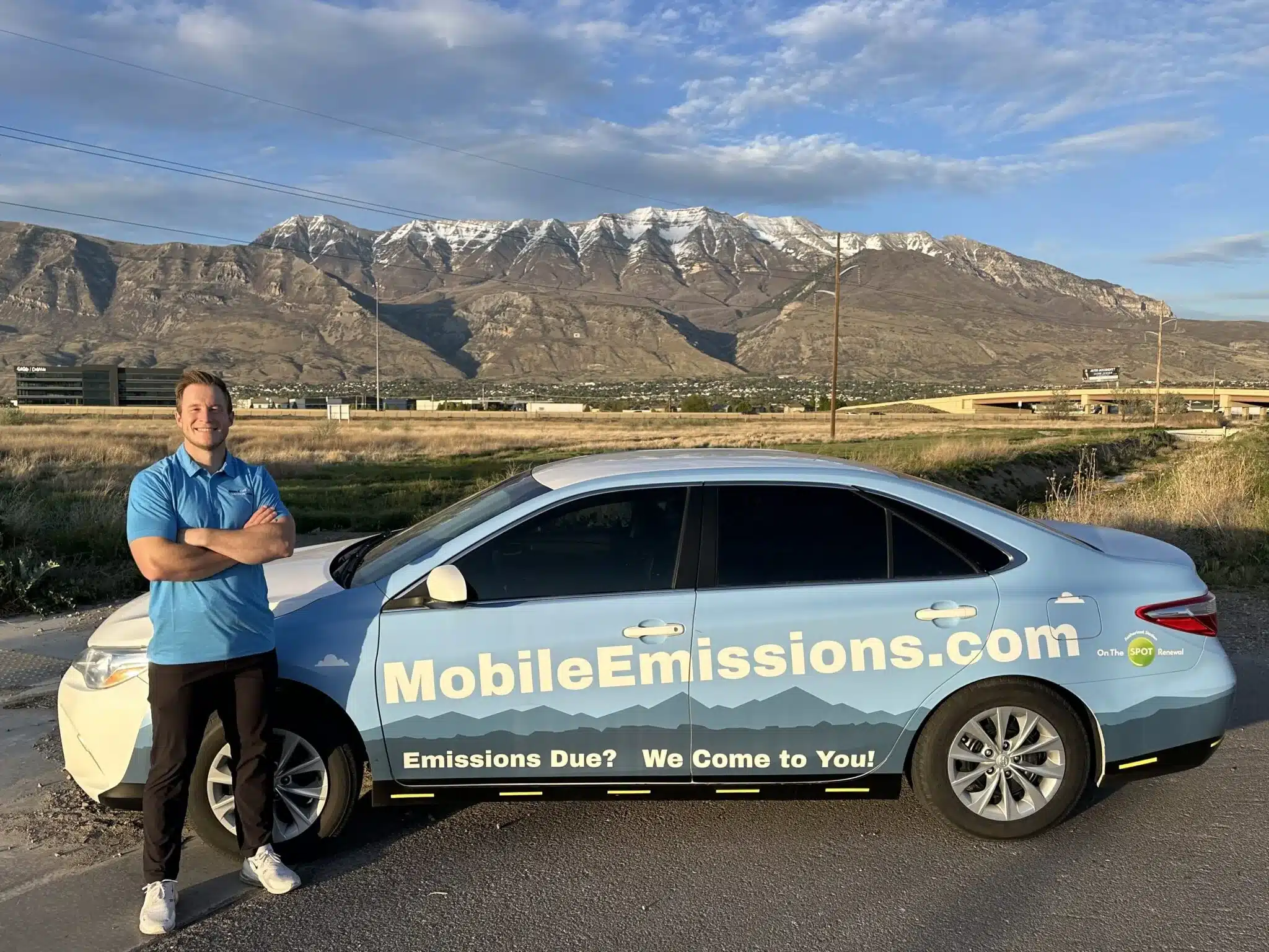 Daniel Diehl, founder of Mobile Emissions, beside a Mobile Emissions vehicle in Utah